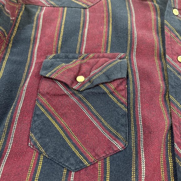 Vintage Wrangler Pearl Snap Western Shirt Mens XL Purple and Blue Striped - Picture 7 of 8